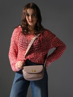 United Colors of Benetton - Women Pink Pu Textured Sling Bag