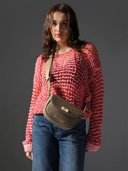 United Colors of Benetton - Women Taupe Pu Textured Sling Bag