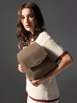 United Colors of Benetton - Women Taupe Pu Textured Backpack