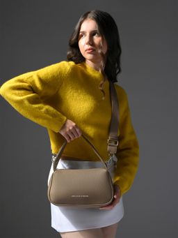 United Colors of Benetton - Women Tan Pu Textured Sling Bag with Detachable Strap