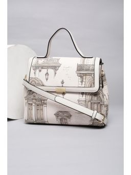 Van Heusen - Women Beige Polyurethane (Pu) Printed Sling Bag with Detachable Strap