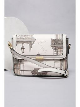 Van Heusen - Women Beige Polyurethane (Pu) Printed Sling Bag with Detachable Strap