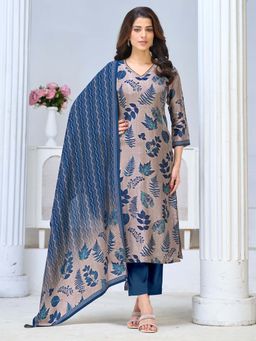 Seerat - Women Blue Floral Printed Kurta with Pant and Dupatta
