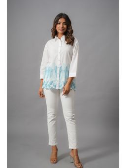 Autumnlane - Women White Embroidered Thread Work Co-Ord Set
