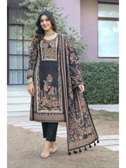 Autumnlane - Women Black Floral Printed Kurta with Pant and Dupatta