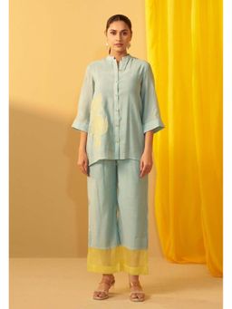 Autumnlane - Women Blue Floral Embroidered Co-Ord Set