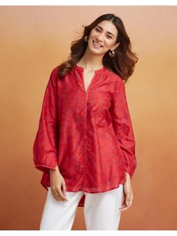 Fabindia - Red Cotton Silk Printed Tunic