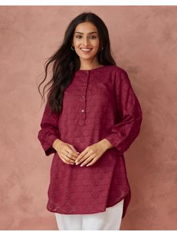 Fabindia - Pink Cotton Woven Tunic