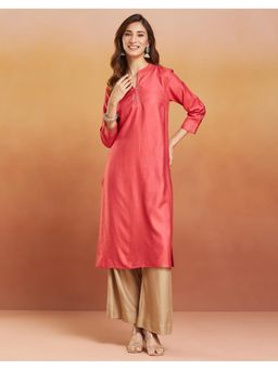 Fabindia - Coral Viscose Silk Woven Long Kurta