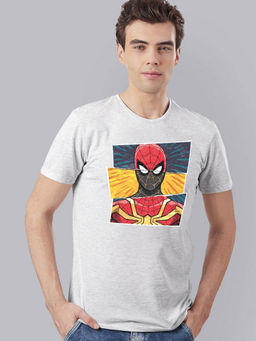 Free Authority - Spiderman Printed Grey T-Shirt for Men