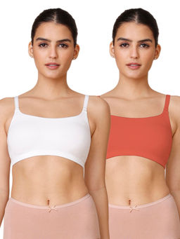 Nykd by Nykaa - Easy Breezy Slip on Bra Pack of 2 NYB165 Carrot & White