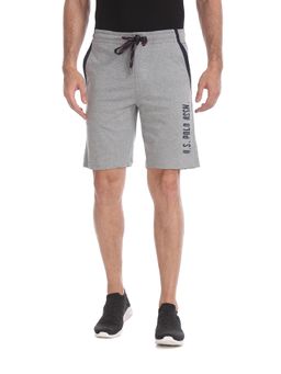 U.S. POLO ASSN. - Men Grey Melange I668 Comfort Fit Solid Cotton Polyester Shorts