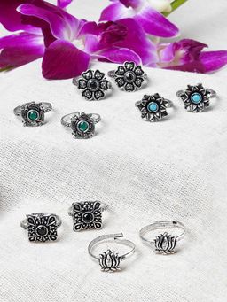 Teejh - Shia Set Of 5 Silver Toe Rings
