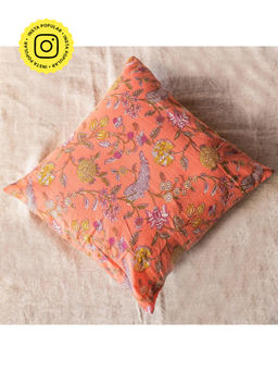 House of Ekam - Orange Spring Floral Fields Cushion Cover