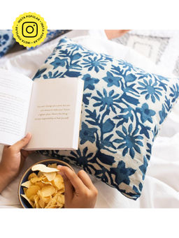 House of Ekam - Indigo Floral Cushion Cover