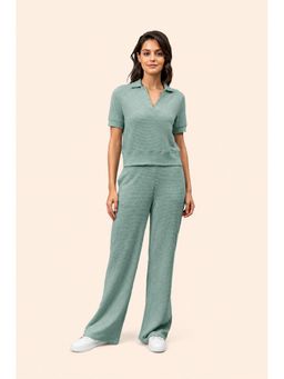 NeceSera - Women Cotton Textured Green Pant