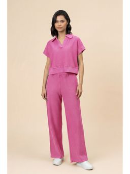NeceSera - Women Terry Solid Pink Pant