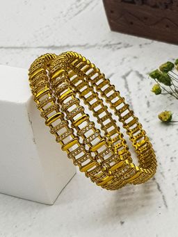 GRIIHAM - Gold Plated Multi colour cz stone 2 bangles (Pack of 2)