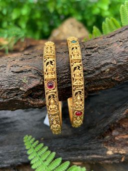 GRIIHAM - Premium Gold Plated 2 Laxmi Bangles (Pack of 2)