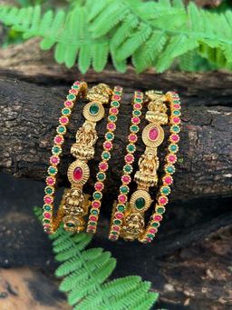 GRIIHAM - Gold Plated Laxmi 6 Bangles (Pack of 6)