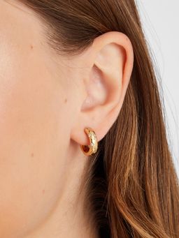 Accessorize London - Women 14k Gold-Plated Star Cubic Zirconia Hoop Earrings