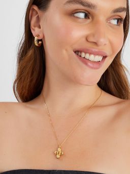 Accessorize London - Women 14k Gold-Plated Ridge Cross Pendant Necklace