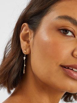 Accessorize London - Women 14k Gold-Plated Pearl Chain Drop Earrings