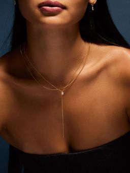 Accessorize London - Women 14k Gold-Plated Pear Layered Lariat Necklace