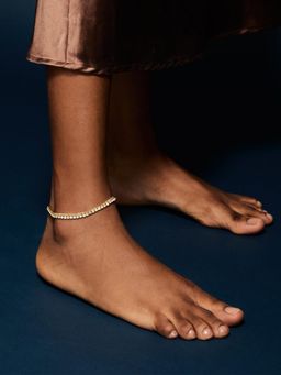 Accessorize London - Women 14k Gold-Plated Cubic Zirconia Chain Anklet