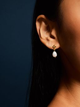 Accessorize London - Women 14k Gold-Plated Star Pearl Drop Earrings