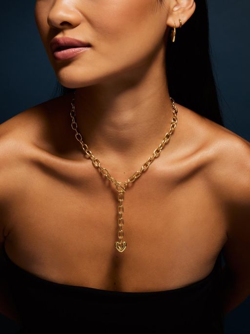 Accessorize London Women 14k Gold-Plated Heart Pendant Chain Necklace