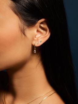 Accessorize London - Women 14k Gold-Plated Pear Stud and Hoop Earrings Pack of 3 (Pack of 3)