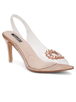 Sherrif Shoes - Womens Rose Gold Color Heeled Sandals