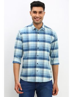 Allen Solly - Men Blue Custom Fit Check Full Sleeves Casual Shirt