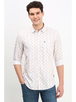 Allen Solly - Men White Custom Fit Print Full Sleeves Casual Shirt