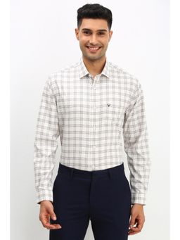 Allen Solly - Men White Slim Fit Check Full Sleeves Formal Shirt