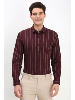 Allen Solly - Men Brown Slim Fit Stripe Full Sleeves Formal Shirt