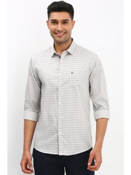 Allen Solly - Men Grey Slim Fit Print Full Sleeves Casual Shirt