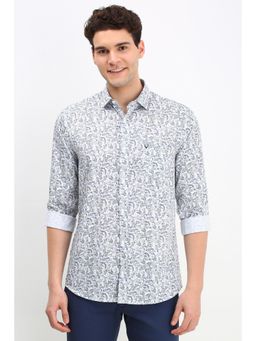 Allen Solly - Men Blue Slim Fit Floral Print Full Sleeves Casual Shirt