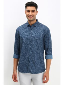Allen Solly - Men Navy Blue Slim Fit Floral Print Full Sleeves Casual Shirt