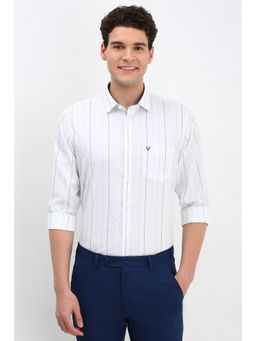 Allen Solly - Men White Slim Fit Stripe Full Sleeves Formal Shirt