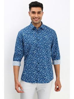 Allen Solly - Men Blue Slim Fit Floral Print Full Sleeves Casual Shirt