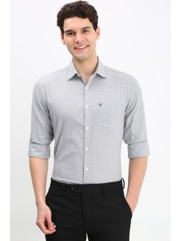 Allen Solly - Men Grey Slim Fit Print Full Sleeves Formal Shirt