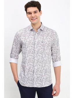 Allen Solly - Men White Slim Fit Floral Print Full Sleeves Casual Shirt