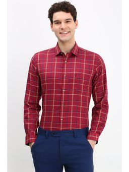 Allen Solly - Men Maroon Slim Fit Check Full Sleeves Formal Shirt