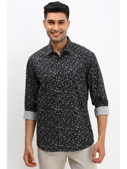 Allen Solly - Men Black Slim Fit Floral Print Full Sleeves Casual Shirt
