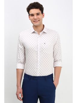 Allen Solly - Men White Slim Fit Print Full Sleeves Formal Shirt