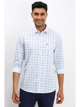 Allen Solly - Men White Slim Fit Print Full Sleeves Casual Shirt