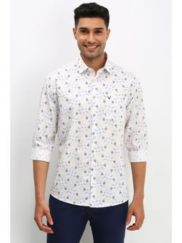 Allen Solly - Men White Slim Fit Print Full Sleeves Casual Shirt