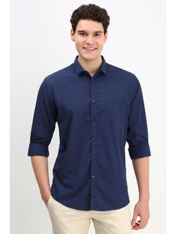 Allen Solly - Men Navy Blue Slim Fit Dots Full Sleeves Casual Shirt
